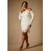 Plus Size Women's Bridal by ELOQUII Floral Mini Dress in Off White (Size 14)