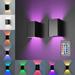 Rosnek Modern LED Wall Sconce Up Down RGB Wall Mount Light with Remote Control 5W Hallway Wall Lighting for Living Room Bedroom Hallway Corridor 2 Pack