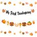 Fall 1st Birthday Decorations for Kids Thanksgiving Party Banner and Garland - My First Thanksgiving Banner for Thanksgiving Day Fall Autumn Turkey Pumpkin Theme Party Supplies