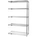 Quantum Storage Wire Shelving Add-on Kit 12 x 48 x 86 in. - Stainless Steel 5 Shelf