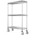 24 Deep x 24 Wide x 102 High 3 Tier Gray Wire Shelf Truck with 800 lb Capacity