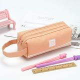 NGTEVOOS Clearance Special Offers Solid Color Pencil Case Portable Pencil Bag Large-Capacity 2-Layer Pencil Case for Girls Boys Students Pink Special Offers