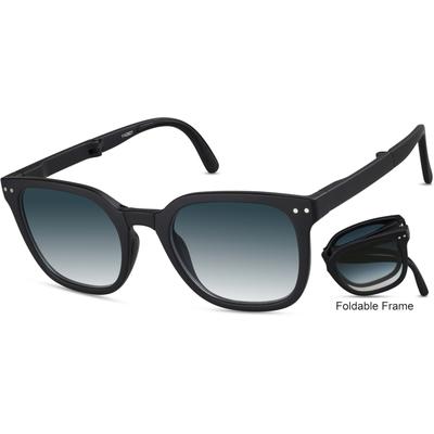 Zenni Square Rx Sunglasses Black Plastic Full Rim Frame