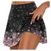 Mlqidk Skorts Skirts for Women Floral Printed High Waisted Golf Skirts Skorts Built-In Shorts Athletic Pink XXXL