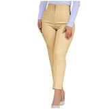 Reduce Price Hfyihgf Women s Cropped Dress Pants with Pockets Business Office Casual Pleated High Waist Slim Fit Pencil Pants for Work Trousers(Beige S)