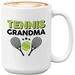 Tennis Player Mug White 15oz - Tennis Grandma - Court Pro Tennis Racket Ball Winning Double Strategy Trainer Equipment