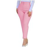Reduce Price Hfyihgf Women s Cropped Dress Pants with Pockets Business Office Casual Pleated High Waist Slim Fit Pencil Pants for Work Trousers(Pink XXL)