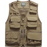 Men s Casual Outdoor Work Safari Fishing Travel Photo Cargo Vest Jacket Multi Pockets