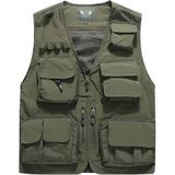 Men s Casual Outdoor Work Safari Fishing Travel Photo Cargo Vest Jacket Multi Pockets