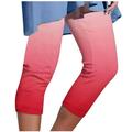 Reduce Price Hfyihgf Capri Pants for Women Casual Summer Pull On Yoga Dress Capris Work Jeggings Trendy Print Athletic Golf Crop Pants with Pockets(Hot Pink L)