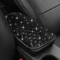 Bling Bling Car Armrest Cover Luster Crystal Car Center Console Cover Protector Universal Auto Arm Rest Cushion Pads Fit for Most Vehicle SUV Truck Car Accessories for Women Black