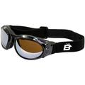 Birdz Eagle Padded Motorcycle Airsoft Goggles Gloss Black Frames with Anti-Fog Driving Mirror Lenses