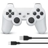 Controllers for PS3 Wireless Playstation 3 Gaming Controller with Double Shock & Motion Sensor Bluetooth Rechargeable PS3 Controller Gamepad Remote PS3 White(1 Pack)