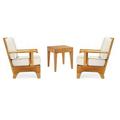 Caranas 3 Pc Lounge Chair Set: 2 Lounge Chairs & Side Table With Cushions in Sunbrela Fabric #5404 Canvas Natural