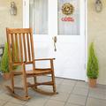 68.5*86*115CM Wooden Rocking Chair Outdoor Rocking Chair Wooden Rocking Patio Chairs with Rustic High Back Slatted Seat and Backrest for Indoor Backyard Garden Original Color