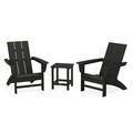 POLYWOOD Modern 3-Piece Adirondack Set with Long Island 18 Side Table in Black