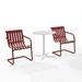 Crosley Furniture Gracie Outdoor Metal Bistro Set for Bistro Table & 2 Armchairs Dark Red & White Satin - 3 Piece