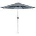 CozyHom 9ft Outdoor Market Table Umbrella with Push Button Tilt and Crank Handle Blue and Brown Stripes