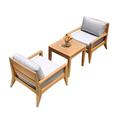 Noida 3 Pc Lounge Chair Set: 2 Lounge Chairs & Side Table With Cushions in Sunbrela Fabric #42102-0002 Nurture Pebble