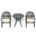 BATE 3-Piece Set Of Cast Aluminum Patio Furniture With Black Frame and Seat Cushions In Random Colors