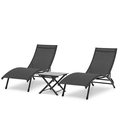 MoNiBloom 3Pcs Outdoor Chaise Lounge Chairs with Adjustable Backrest Pool Folding Recliner Lounger Outside Tanning Chairs with Side Table Black