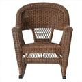 Jeco W00205R-C-2-RCES016 3 Piece Honey Rocker Wicker Chair Set With Orange Cushion