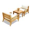 Noida 3 Pc Lounge Chair Set: 2 Lounge Chairs & Side Table With Cushions in Sunbrela Fabric #5404 Canvas Natural