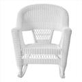 W00206R-B-2-RCES029 3 Piece White Rocker Wicker Chair Set With Green Cushion