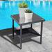 Outdoor PE Wicker Side Table - Patio Rattan Garden Coffee End Square Table with Glass Top Furniture Black