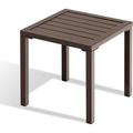 Bilot Chaise Lounge Table Aluminum Square Side/End Table Small Patio Coffee Bistro Table for Outdoor Indoor (Brown)