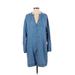 Lou & Grey Casual Dress - Shirtdress V-Neck Long sleeves: Blue Print Dresses - Women's Size Small