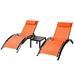 Pirecart 60" Long Reclining Chaise Lounge Set w/ Cushions & Table Metal in Black | 32.2 H x 20 W x 60 D in | Outdoor Furniture | Wayfair