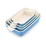 NIERBO Ceramic Bakeware Sets Of 4, Rectangular Lasagna Pans Deep w/ Handles For Baking Cake Kitchen (9.4"/11.1"/12.2"/14.7") in Blue | Wayfair