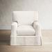 Armchair - Birch Lane™ Taylor Slipcovered Armchair Linen/Fabric in Black/Brown/White | 38 H x 34 W x 39 D in | Wayfair