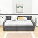 Hokku Designs Abreha Twin Size 2 Drawers Daybed Upholstered/Velvet in Gray | 32 H x 41 W x 80 D in | Wayfair E5AE1DCEB2AE47949C740FE251F68A66