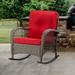 Bay Isle Home™ Fremantle Wicker Outdoor Rocking Chair in Red | 33.46 H x 31 W x 33.46 D in | Wayfair 4CCB0084F60A48BBA4D36EF94D104C14