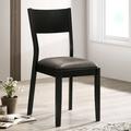 Wildon Home® Arinda Ladder Back Side Chair Dining Chair Faux Leather/Wood/Upholstered in Black/Brown | 35.4 H x 16.9 W x 20.76 D in | Wayfair