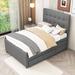 Red Barrel Studio® Rhodena Upholstered Platform Bed w/ Twin Size Trundle & 3 Drawers Wood in Black/Brown | 56 H x 56 W x 80 D in | Wayfair