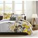 Winston Porter Alcaraz Floral Duvet Cover Set w/ Throw Pillow Microfiber in Yellow | Full/Queen Duvet Cover+2 Shams+Throw Pillow | Wayfair