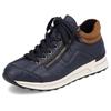 Sneaker RIEKER, Damen, Gr. 42, blau (blau, braun), Synthetik, sportlich, Schuhe, mit weichem Schaftrand, Freizeitschuh, Halbschuh, Schnürschuh