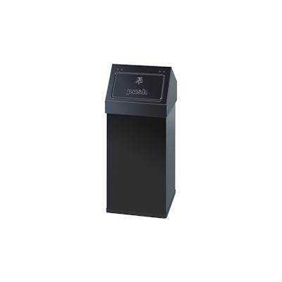 PROREGAL Eckiger Aluminium Abfallbehälter Haiti mit Push-Deckel | 55 Liter, HxBxT 77x30x30cm | Schwarz Image