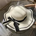 Chapeau de Paille Anti-UV Pliable pour Femme Casquette de Plage Décor Nministériels d Papillon