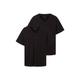 TOM TAILOR Herren Basic T-Shirt im Doppelpack mit V-Ausschnitt, schwarz, Uni, Gr. XXXL