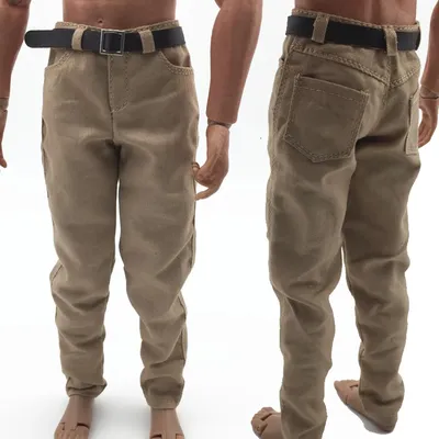 Pantalon kaki décontracté pour homme échelle 1/6 pour figurine d'action accessoires de vêtements