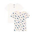 Petit Bateau - T-Shirt Hearts 2Er Pack In Beige/Weiß, Gr.146/152