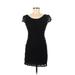 Velvet Torch Casual Dress - Bodycon Scoop Neck Short sleeves: Black Print Dresses - Women's Size Medium