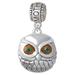 Large Round Owl with Green Crystal Eyes - Mother Charm Bead