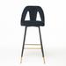 Contemporary Velvet Upholstered Connor 28" Bar Stool with Nailheads and Gold Tipped Black Metal Legs,Set of 2