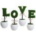 Love Artificial Plants 4pcs/set LOVE Mini Artificial Plants Set Small Potted Plants Simulation Flower Pots Home Table Window Decor Wedding Supplies