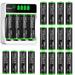 HiQuick (20 Pack) 1.2V 2800mAh Nimh AA Batteries High Capacity with LCD Smart 4 Bay Battery Charger (Micro USB and Type-C Charging)